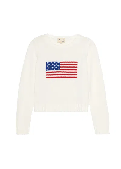 Ellsworth & Ivey Women's White Autumn Crewneck Sweater - American Flag