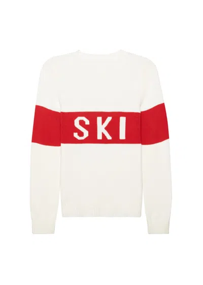 Ellsworth & Ivey Women's White Block Ski Crewneck Sweater - Ivory In Multi