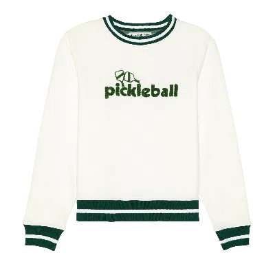 Ellsworth & Ivey Women's White Elle Sweatshirt - Pickleball Paddle In Multi