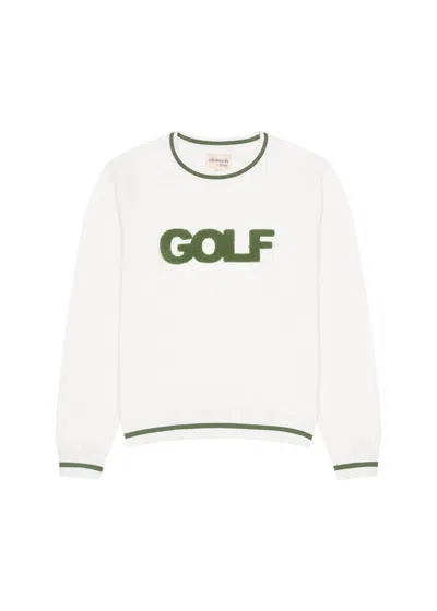 Ellsworth & Ivey Women's White Golf Sweatshirt - Ivory And Forest Green