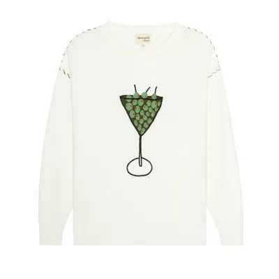 Ellsworth & Ivey Women's White Riley Crewneck - Extra Olives