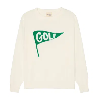 Ellsworth & Ivey Women's White Riley Crewneck Sweater - Golf Pennant