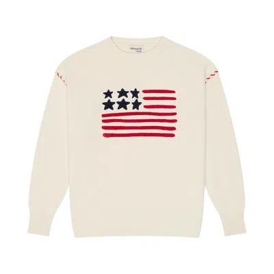 Ellsworth & Ivey Women's White Riley Crewneck Sweater - Ivory American Flag