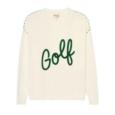 Ellsworth & Ivey Women's White Riley Crewneck Sweater - Ivory Golf Script