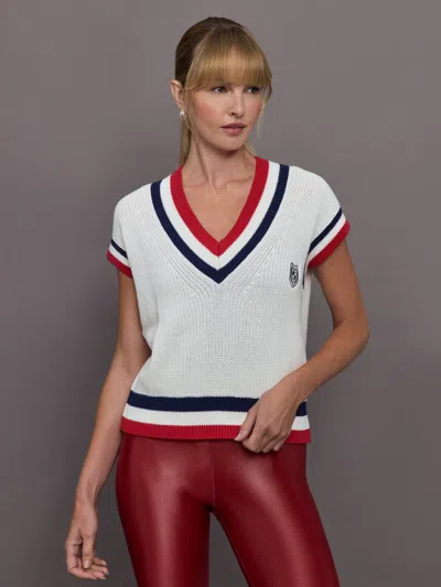 Ellsworth + Ivey Club38 Sweater Vest In Ivory,navy,red