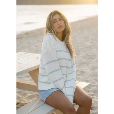 Ellsworth + Ivey Elena Crewneck Sweater In Blue