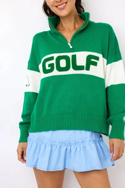 Ellsworth + Ivey Madison Quarterzip Sweater In Green