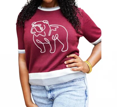 Ellsworth + Ivey Ms State Bulldogs Top In Maroon/ivory In Multi