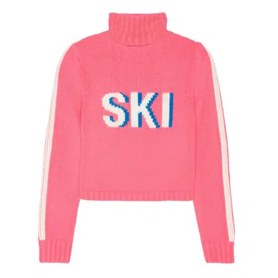 Ellsworth + Ivey Pink / Purple Cropped Ski Turtleneck Sweater - Pink Lady In Pink/purple