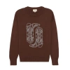 Ellsworth + Ivey Riley Crewneck Sweater Cowboy Boots In Brown