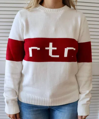 Ellsworth + Ivey Rtr Block Crewneck Sweater In Ivory/crimson In Multi