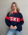 Ellsworth + Ivey Sadie Crewneck Ski Sweater In Blue