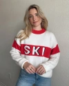 Ellsworth + Ivey Sadie Crewneck Ski Sweater In White