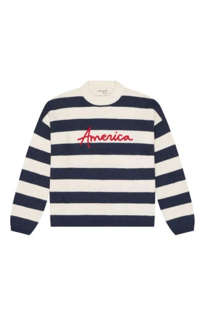 Ellsworth + Ivey Sadie Crewneck Sweater America Stripes In Multi