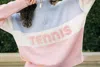 Ellsworth + Ivey Tennis Colorblocked Quarter Zip Sweater In Retro Blue