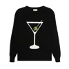 Ellsworth + Ivey Women's Black Riley Crewneck Sweater - Martini Glass In Black
