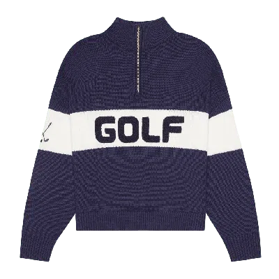 Ellsworth + Ivey Women's Blue Madison Quarter Zip Sweater - Golf Navy Colorblock In Multi