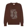 Ellsworth + Ivey Women's Brown Riley Crewneck Sweater - Cowgirl Boots In Brown