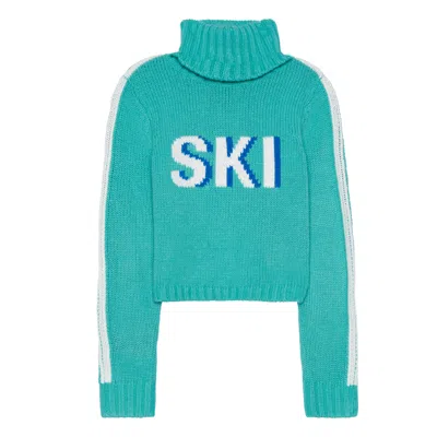 Ellsworth + Ivey Women's Cropped Ski Turtleneck Sweater - Green Dream