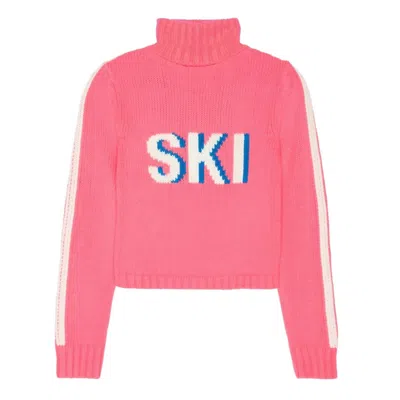 Ellsworth + Ivey Women's Cropped Ski Turtleneck Sweater In Pink Lady In Black