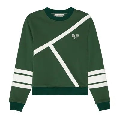 Ellsworth + Ivey Women's Green Tennis Lines Sweatshirt