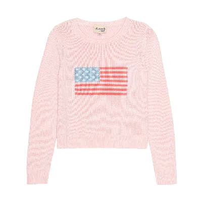 Ellsworth + Ivey Women's Pink / Purple American Flag Fashion Crewneck Sweater - Pink In Pink/purple
