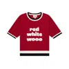 Ellsworth + Ivey Women's Red White Wooo Short Sleeve Top In Red/ivory In Red