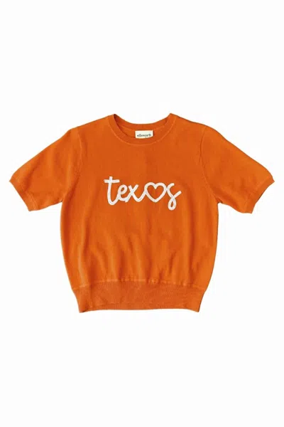 Ellsworth + Ivey Women's Texas Short Sleeve Embroidered Sweater In Burnt Orange