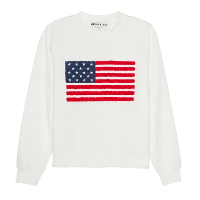 Ellsworth + Ivey Women's White American Flag Sweatshirt