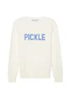 Ellsworth + Ivey Women's White Classic Pickleball Crewneck - Ivory And Blue In White