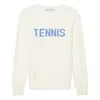 Ellsworth + Ivey Women's White Classic Tennis Crewneck - Ivory And Blue In White