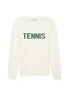 Ellsworth + Ivey Women's White Classic Tennis Crewneck - Ivory And Green In Yellow