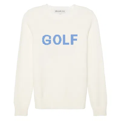 Ellsworth + Ivey Women's White Golf Classic Crew - Ivory With Cornflower Blue