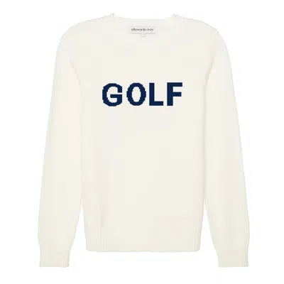 Ellsworth + Ivey Women's White Golf Classic Crew - Ivory With Navy