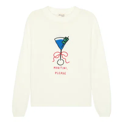 Ellsworth + Ivey Women's White Sadie Crewneck Sweater - Martini Please