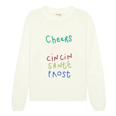 Ellsworth + Ivey Women's White Sadie Crewneck Sweater - World Cheers