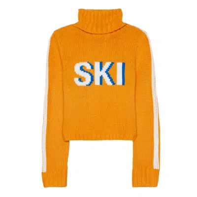 Ellsworth + Ivey Women's Yellow / Orange Cropped Ski Turtleneck Sweater - Orange Mango