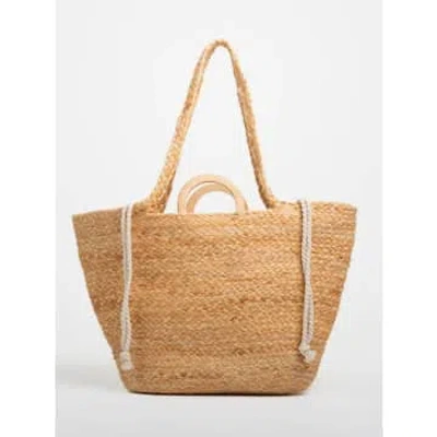 Ellyla Anaya Jute & Organic Cotton Basket Bag With Fsc Handle In Neutral