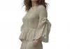 Ellyndale Pleating Blouse Top With Tuck Sleeve In Apricot In Neutral