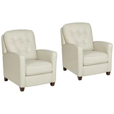 Elm Lane Benedict Livorno Pearl Off-white Leather 3-way Recliners Set Of 2