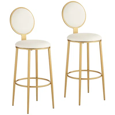 Elm Lane Calix 30 1/2" White Leather Bar Stools Set Of 2