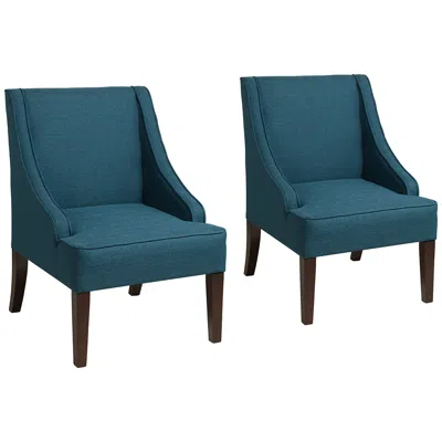 Elm Lane Dixon Blue Fabric Swoop Armchairs Set Of 2