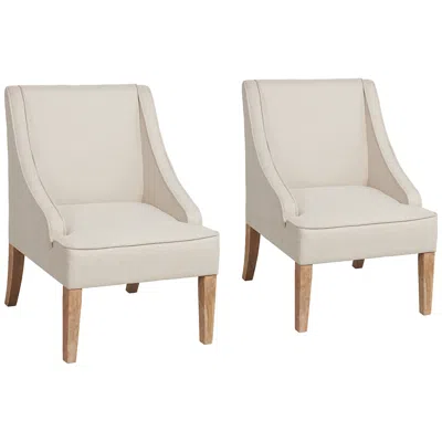 Elm Lane Dixon Ivory Fabric Swoop Armchairs Set Of 2