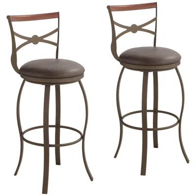 Elm Lane Haidar 25" Glitter Bronze Metal Swivel Counter Stools Set Of 2
