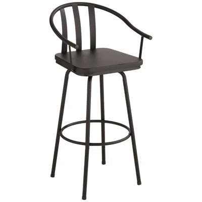 Elm Lane Lael 25 1/4" High Black Metal And Wood Swivel Counter Stool