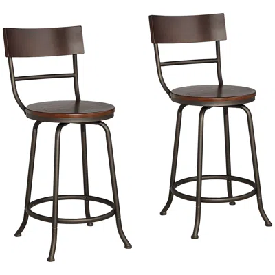 Elm Lane Langdon 24 1/4" Glitter Bronze Swivel Counter Stools Set Of 2