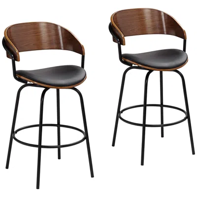 Elm Lane Larsen 26" Black Faux Leather Swivel Counter Stools Set Of 2