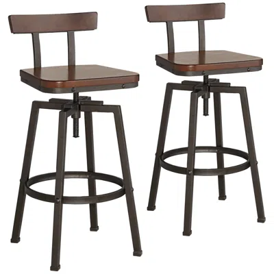 Elm Lane Roark Dark Bronze Adjustable Swivel Bar Stools Set Of 2