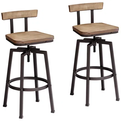 Elm Lane Roark Hammered Bronze Swivel Adjustable Stools Set Of 2