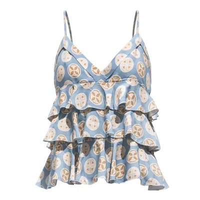 Elo Women's Mendoza Geometric Ruffle Top